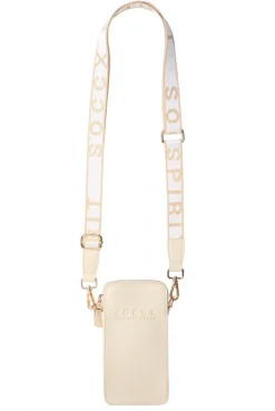 Smartphone-Tasche mit Logo und Intarsia-Webriemen old sand