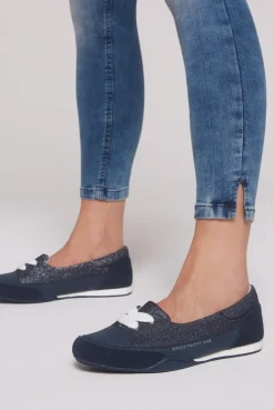 Sneaker Ballerina im Materialmix mit Glitter-Effekten deep sea