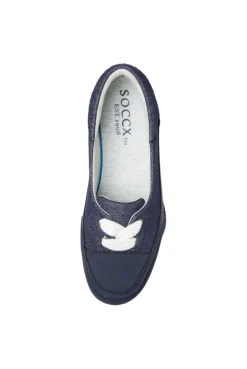 Sneaker Ballerina im Materialmix mit Glitter-Effekten deep sea