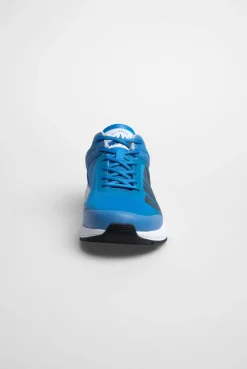 Sneaker im Jacquard-Strick mit Rubber Logo pacific blue