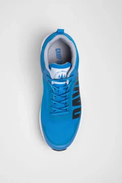 Sneaker im Jacquard-Strick mit Rubber Logo pacific blue