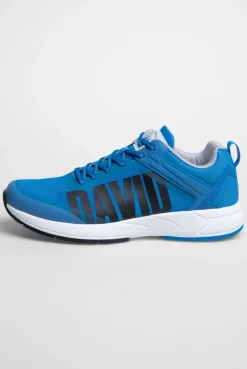 Sneaker im Jacquard-Strick mit Rubber Logo pacific blue
