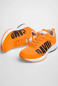 Sneaker im Jacquard-Strick mit Rubber Logo sunrise neon