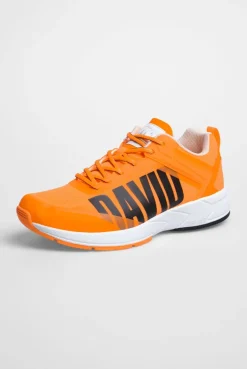 Sneaker im Jacquard-Strick mit Rubber Logo sunrise neon