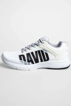 Sneaker im Jacquard-Strick mit Rubber Logo white