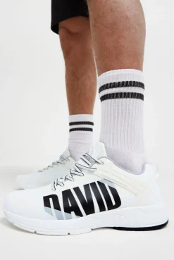 Sneaker im Jacquard-Strick mit Rubber Logo white