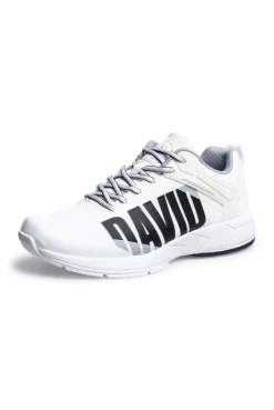 Sneaker im Jacquard-Strick mit Rubber Logo white