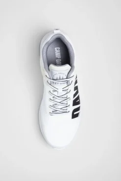 Sneaker im Jacquard-Strick mit Rubber Logo white