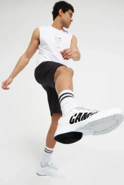 Sneaker im Jacquard-Strick mit Rubber Logo white