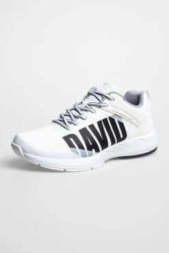 Sneaker im Jacquard-Strick mit Rubber Logo white