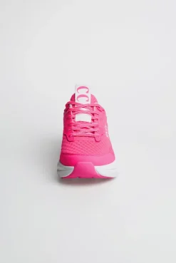 Sneaker im Mesh-Design mit Logostick neon pink