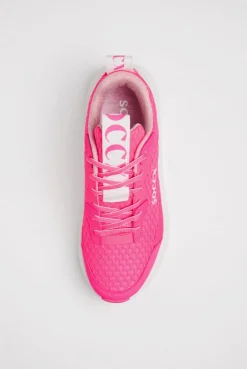 Sneaker im Mesh-Design mit Logostick neon pink