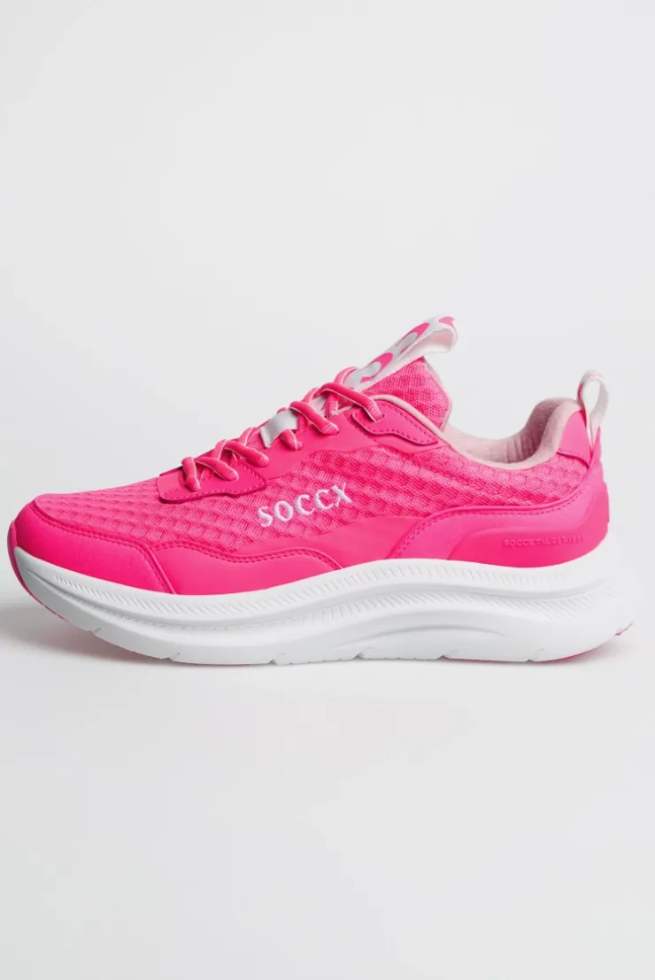 Sneaker im Mesh-Design mit Logostick neon pink