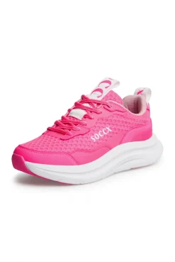 Sneaker im Mesh-Design mit Logostick neon pink