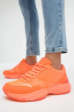 Sneaker Low im tonigen Materialmix shinning orange | 37