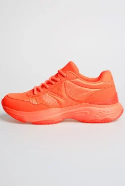 Sneaker Low im tonigen Materialmix shinning orange | 37