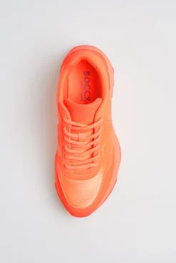Sneaker Low im tonigen Materialmix shinning orange | 37