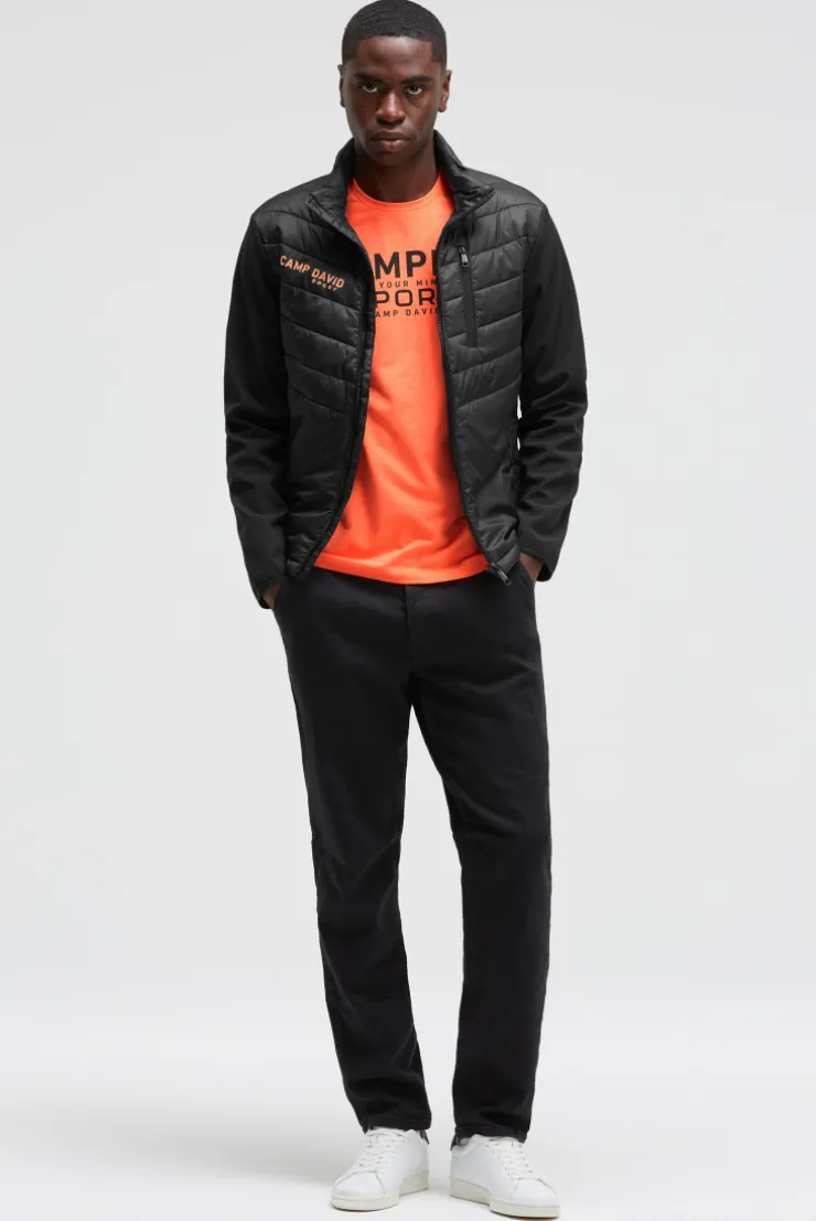 Softshelljacke im Materialmix mit Rücken-Artwork black