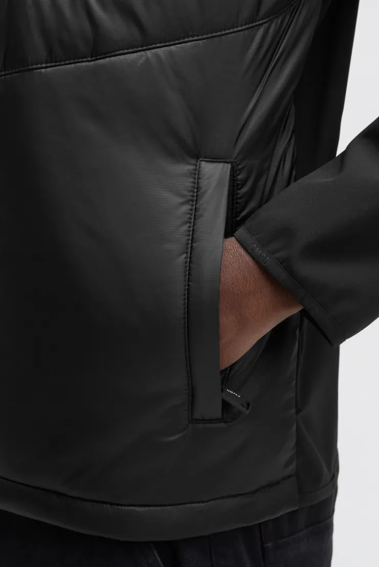 Softshelljacke im Materialmix mit Rücken-Artwork black