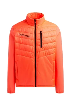 Softshelljacke im Materialmix mit Rücken-Artwork neon fire