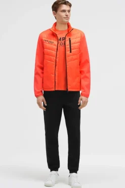 Softshelljacke im Materialmix mit Rücken-Artwork neon fire