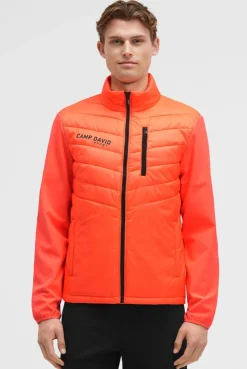 Softshelljacke im Materialmix mit Rücken-Artwork neon fire