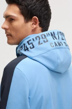 Softshelljacke mit abtrennbarer Logo-Kapuze electric sky