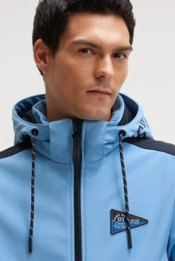 Softshelljacke mit abtrennbarer Logo-Kapuze electric sky