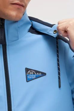 Softshelljacke mit abtrennbarer Logo-Kapuze electric sky