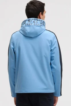 Softshelljacke mit abtrennbarer Logo-Kapuze electric sky