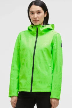 Softshelljacke mit Kapuze und Glossy All Over Print neon leaf | S