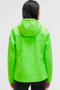 Softshelljacke mit Kapuze und Glossy All Over Print neon leaf | S