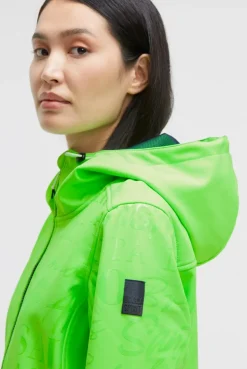 Softshelljacke mit Kapuze und Glossy All Over Print neon leaf | S