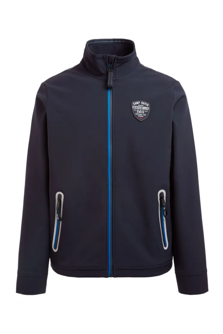 Softshelljacke mit Patch und Print blue navy