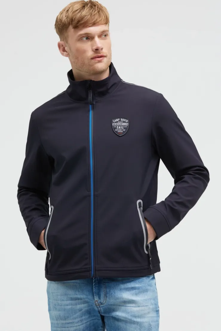 Softshelljacke mit Patch und Print blue navy