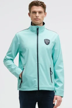 Softshelljacke mit Patch und Print new aqua