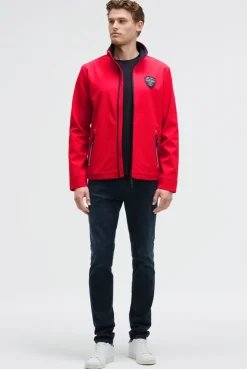 Softshelljacke mit Patch und Print summer red