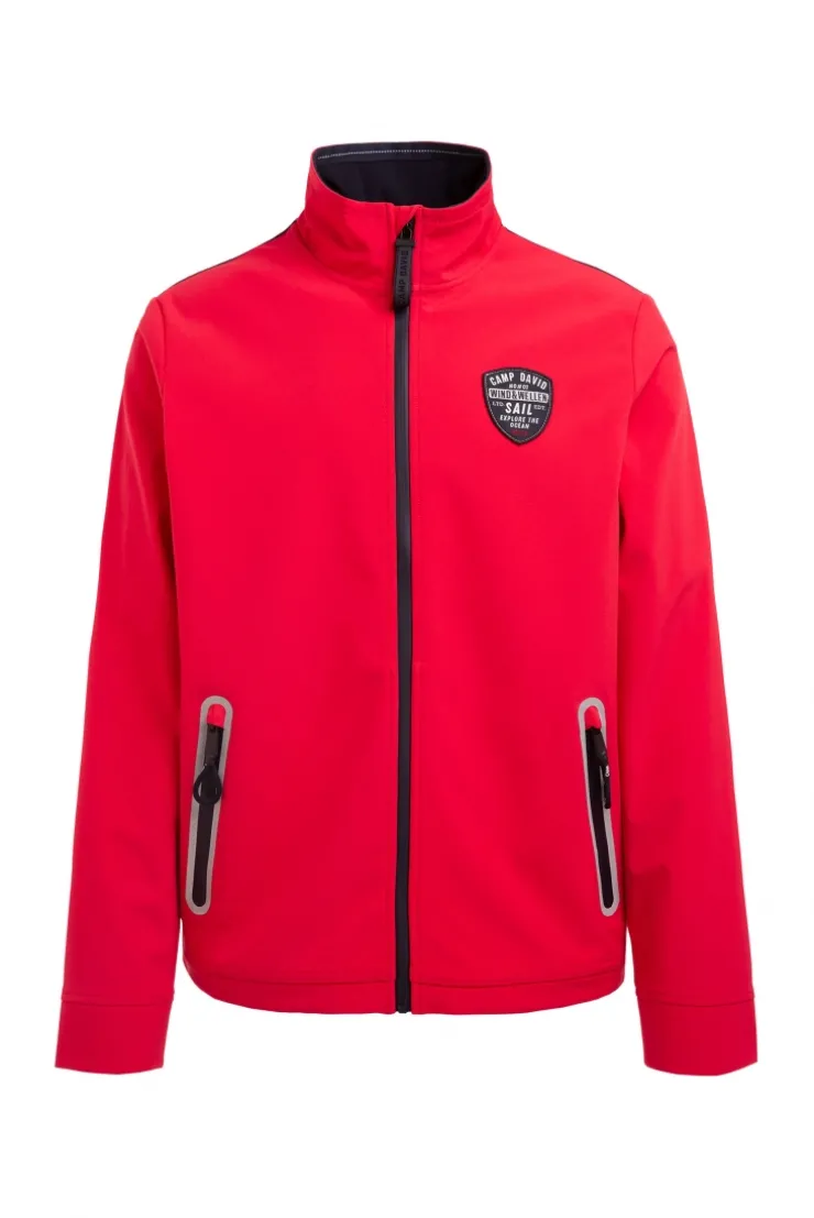 Softshelljacke mit Patch und Print summer red