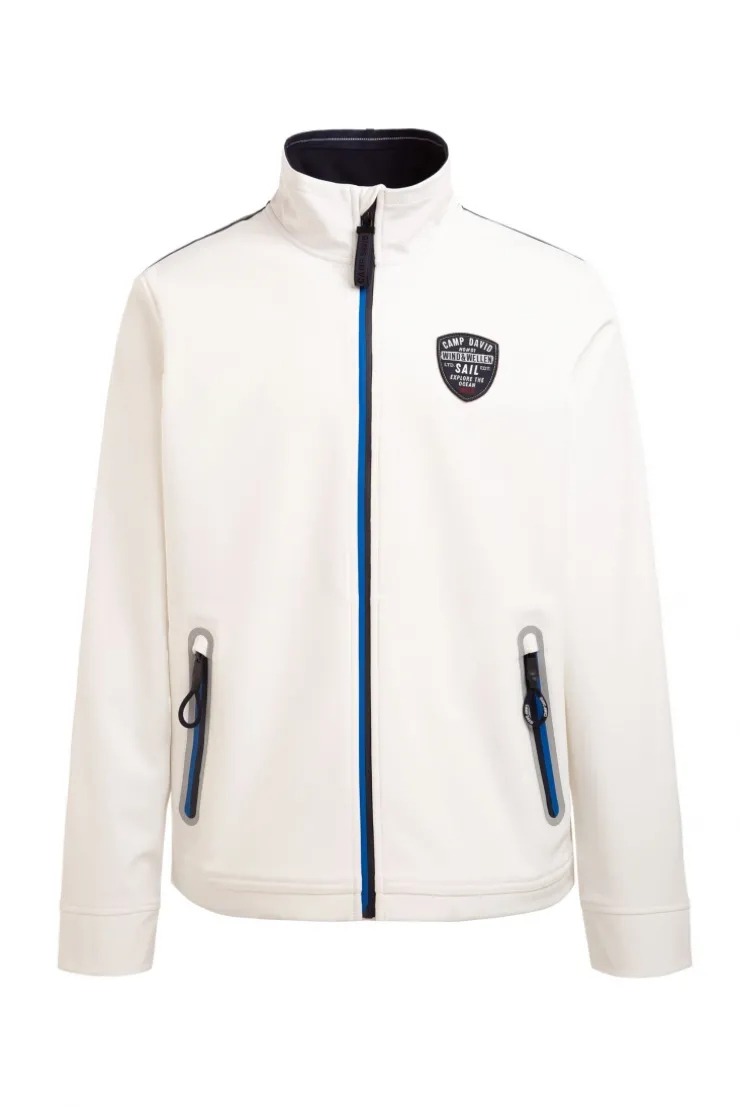 Softshelljacke mit Patch und Print ivory