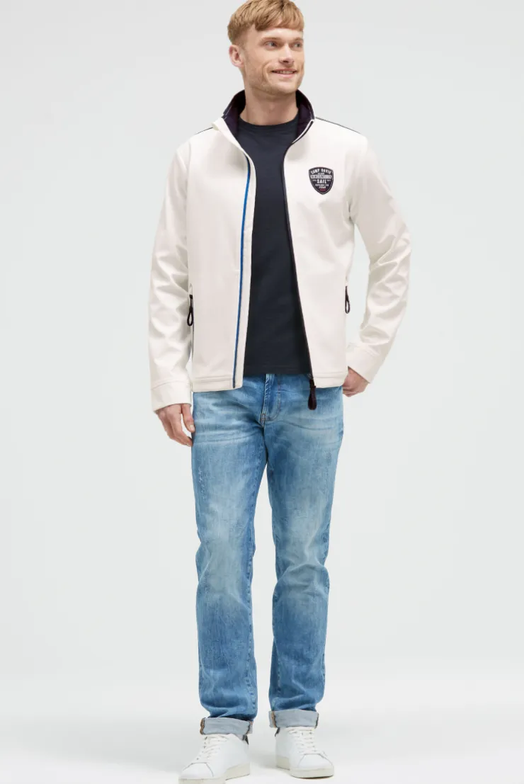 Softshelljacke mit Patch und Print ivory