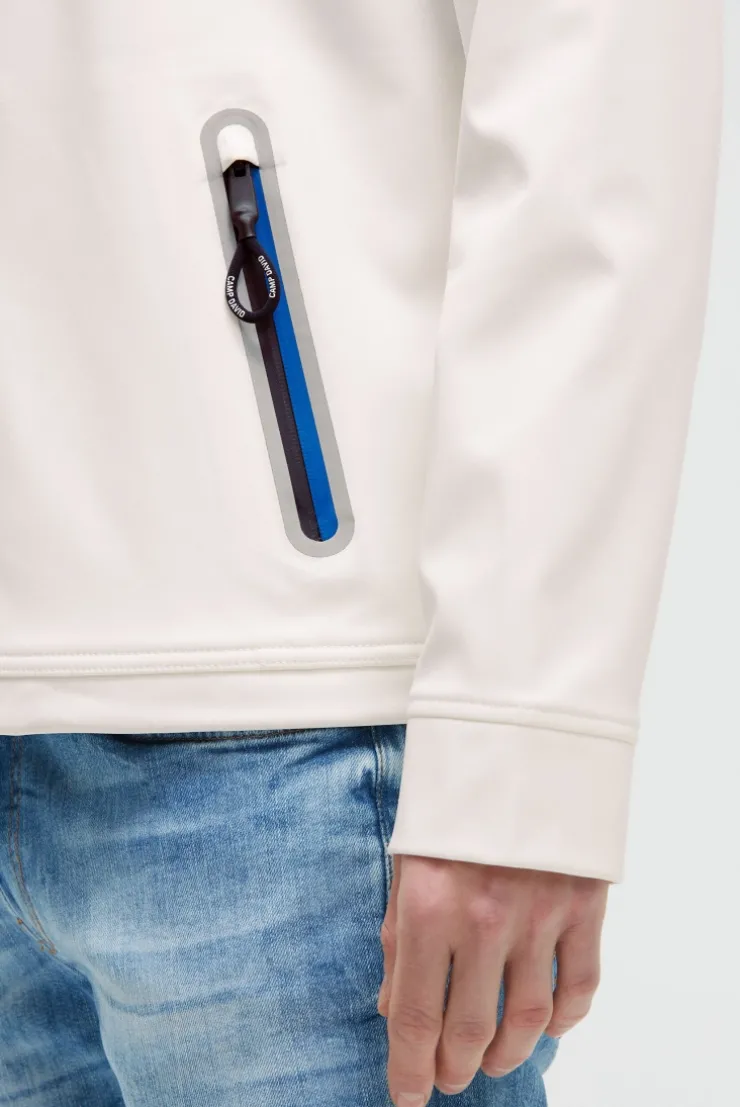 Softshelljacke mit Patch und Print ivory