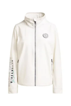 Softshelljacke mit Ärmelprint und Stickereien ivory | XS