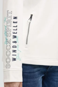 Softshelljacke mit Ärmelprint und Stickereien ivory | XS