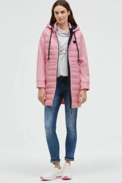 Softshell-Parka mit Kapuze im tonigen Materialmix french rose