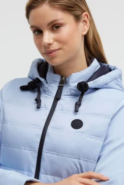 Softshell-Parka mit Kapuze im tonigen Materialmix cool blue