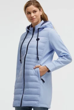 Softshell-Parka mit Kapuze im tonigen Materialmix cool blue