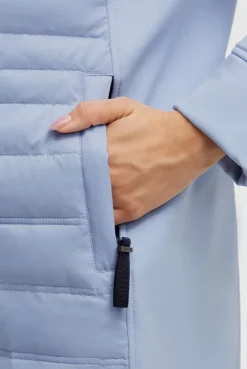 Softshell-Parka mit Kapuze im tonigen Materialmix cool blue