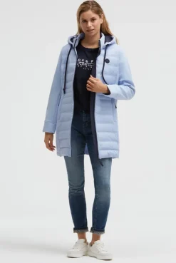 Softshell-Parka mit Kapuze im tonigen Materialmix cool blue