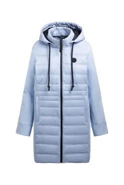 Softshell-Parka mit Kapuze im tonigen Materialmix cool blue