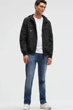 Sommer-Blouson mit Kapuze und Klappentaschen black